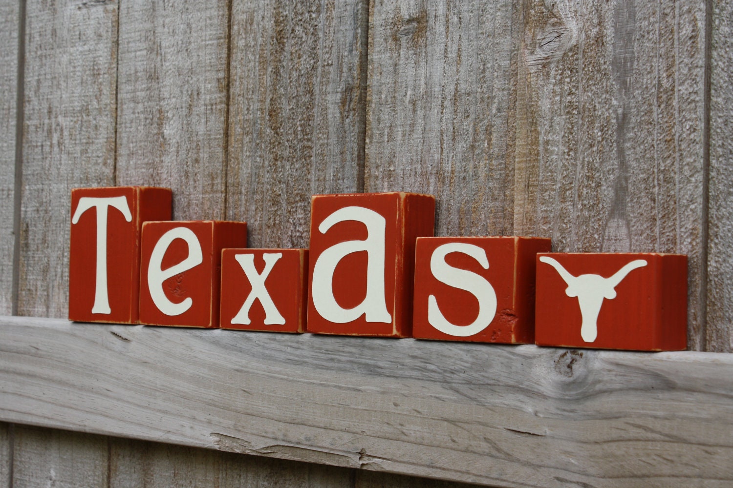 Hook Em Blocks - Longhorns - College - UT - Custom - Texas Personalized Sign - Shelf - Team - Name - University - Football