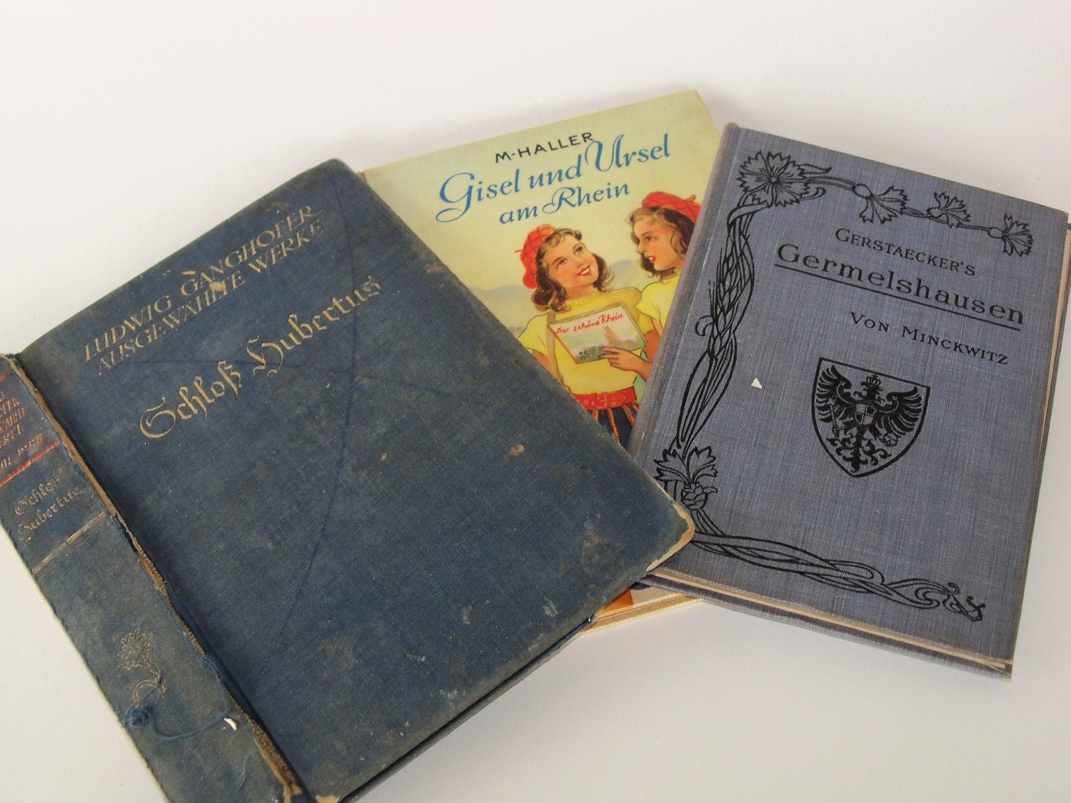 Vintage German Book Covers-Collage-Steampunk-Altered Art-Mixed Media-Journal-Set of 3