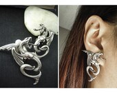 Ear cuff NO PIERCING--Aged ox sterling silver plated brass LILITH mythology fantasy goth earrings-goth-neo Victorian-punk