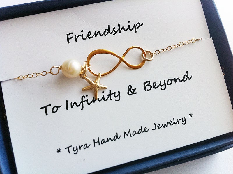 Infinity bracelet with card,Starfish bracelet,Best friends bracelet,friendship to infinity,Gold,Beach wedding Graduation