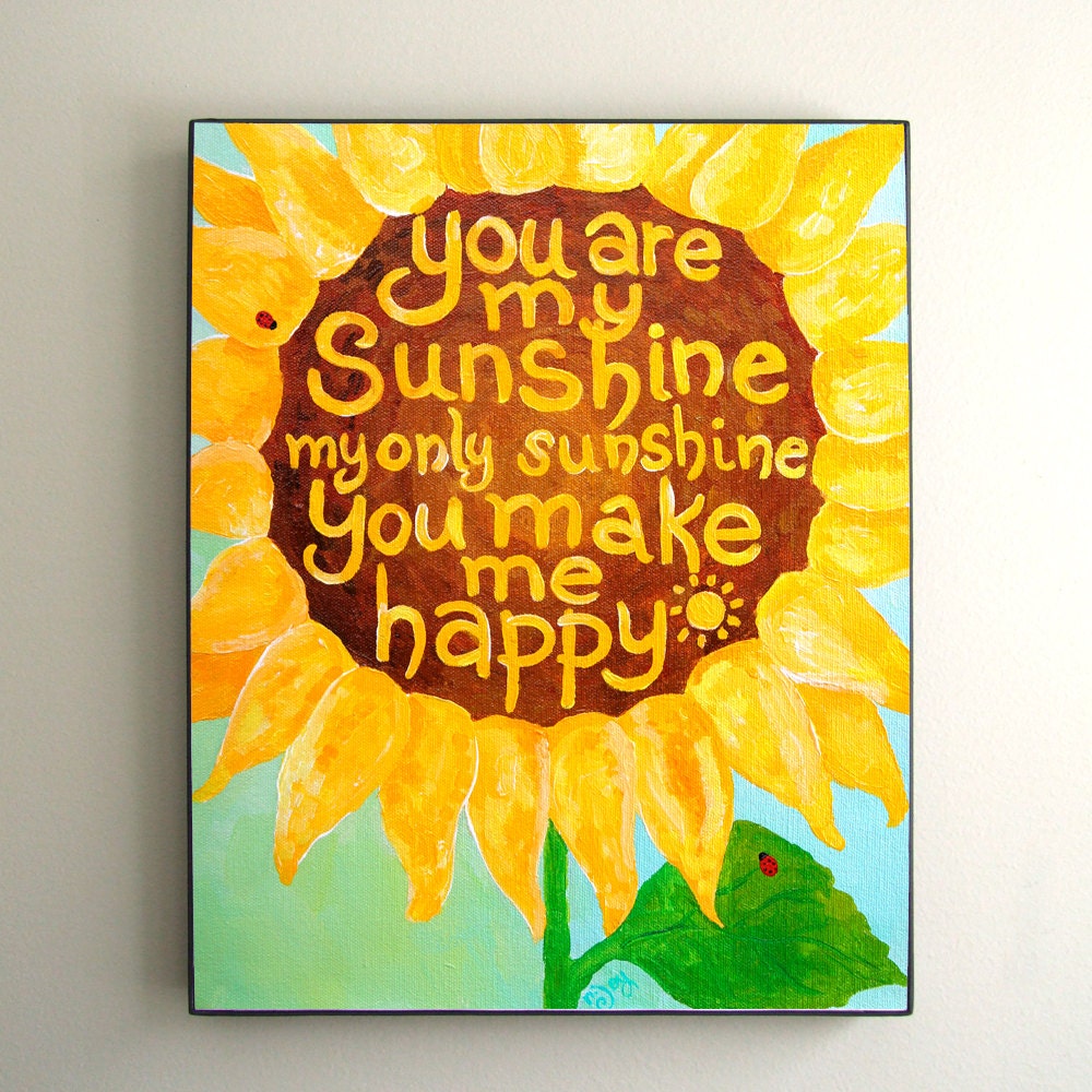 Childrens Wall Art for Girls PRINT, You Are My Sunshine, Yellow Sunflower No.2, 8x10, Girls Nursery Decor