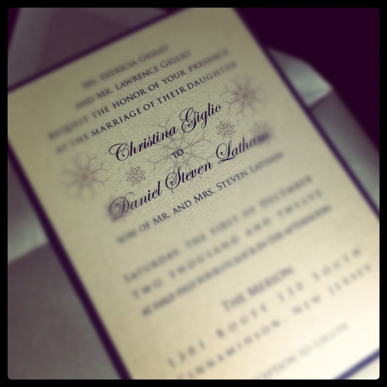 The Christina Suite: Snowflake Layered Invitation Pocket Card SAMPLE