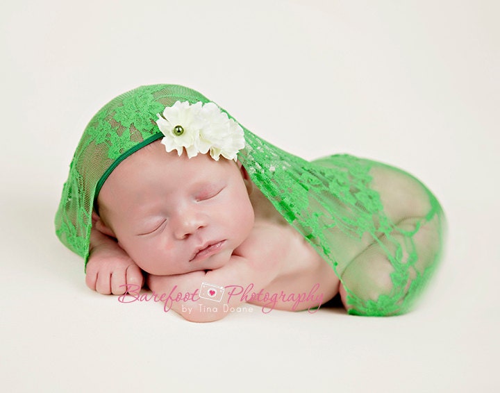 green baby headband, newborn headband