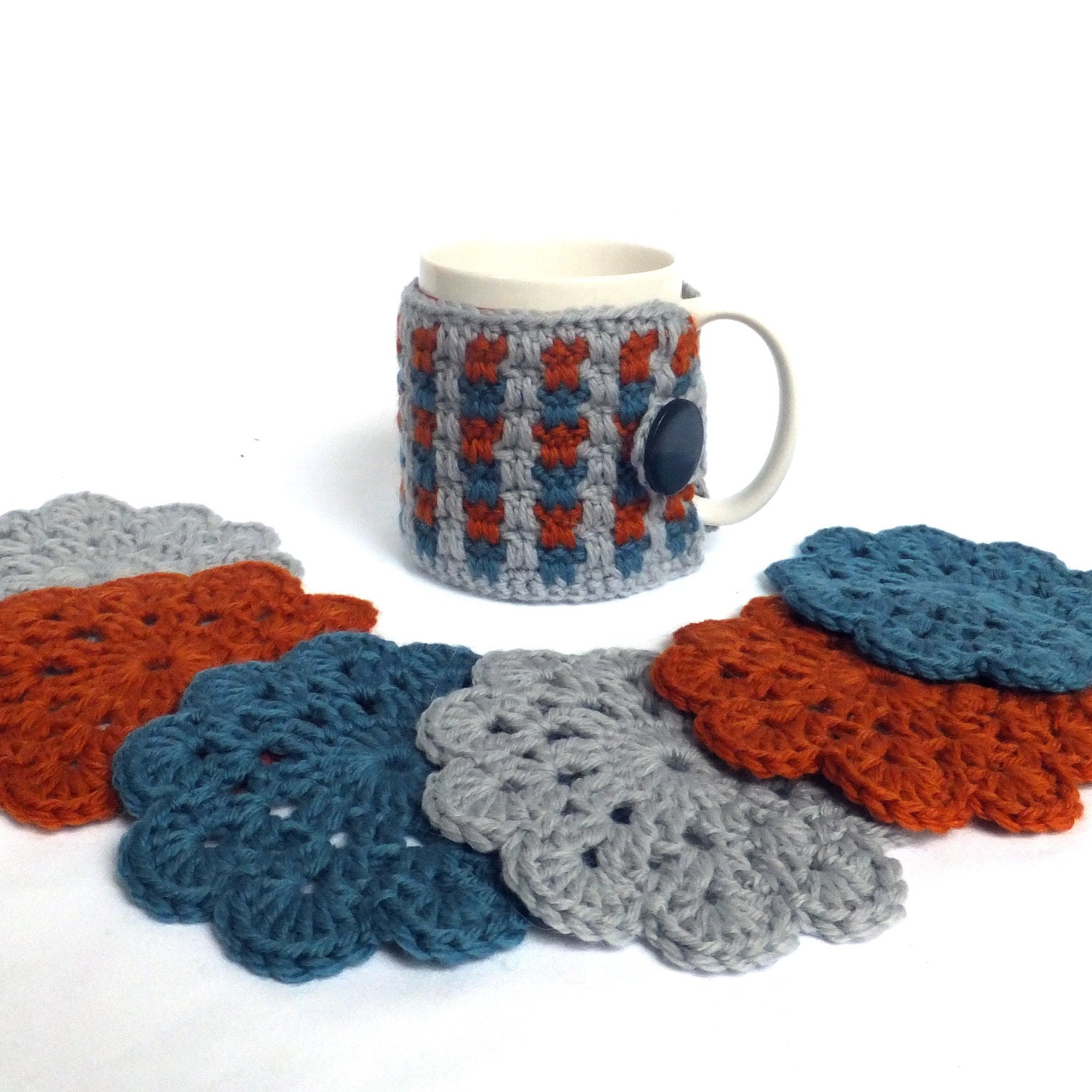 Coffee Cozy and Coaster Gift Set Made to order
