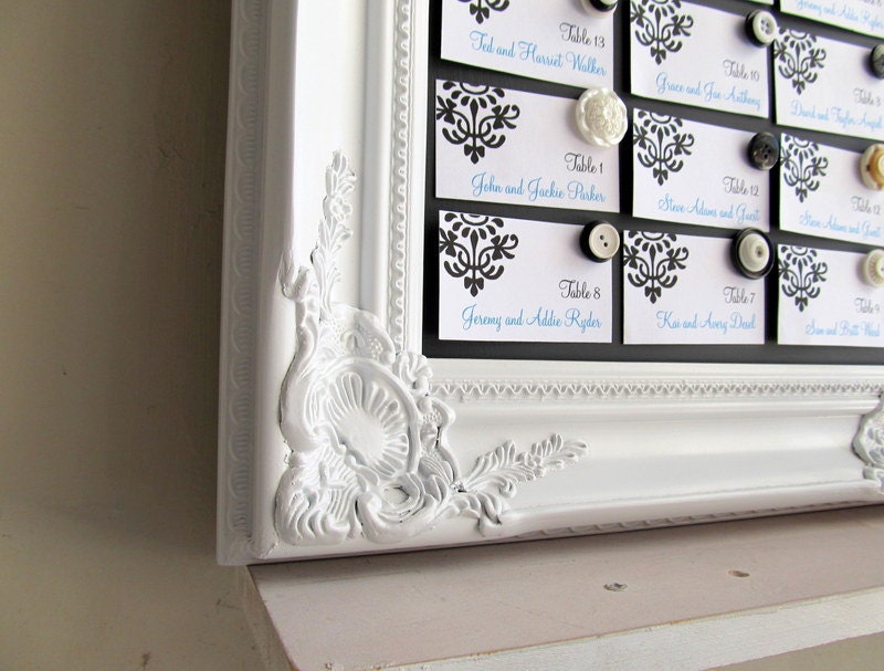 Wedding Seating Chart CHALKBOARD Wedding Menu Escort Card Holder Chalk Board White Shabby Chic Magnetic Large - MORE COLORS