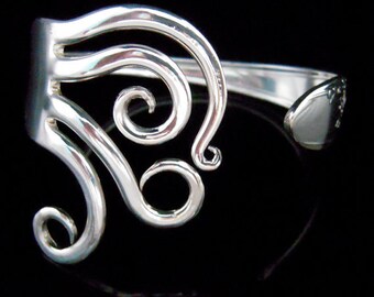 Fork Bracelet, Recycled Eco Friendly Silverware Jewelry in Curly Design Number Five