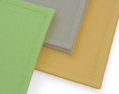 Set of 3 Organic Cotton Handkerchiefs in cucumber green, pearl gray, banana yellow