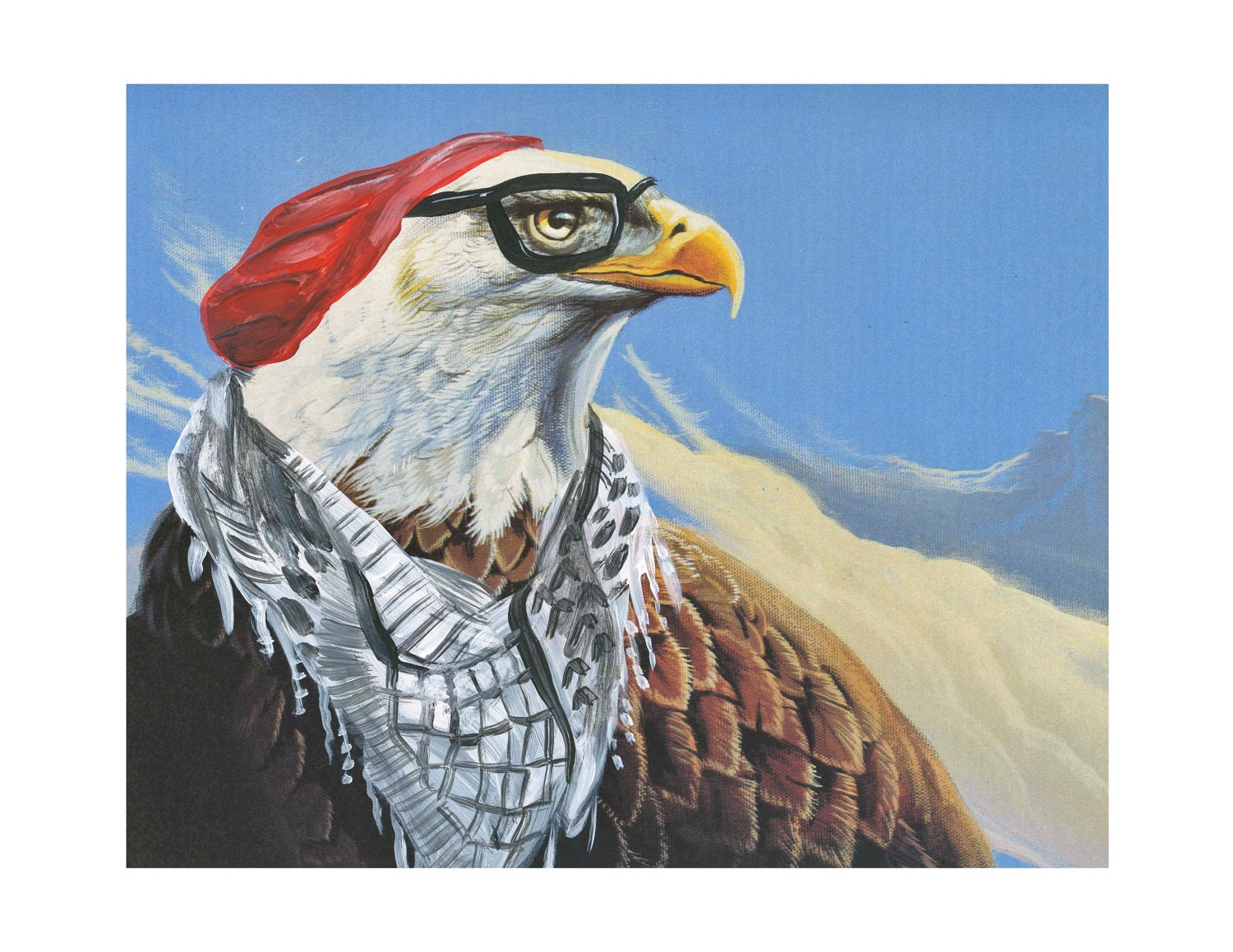 Hipster Bald Eagle 8.5x11 print