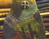 Primitive Folk Art Wool Applique Pattern:  PENNY POUCH - Wool Crazy