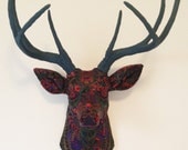 Black Paisley Deer Head Wall Mount