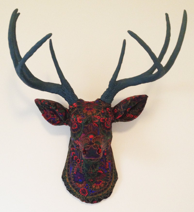 Black Paisley Deer Head Wall Mount
