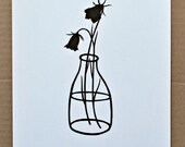 papercut illustration flowers in vase