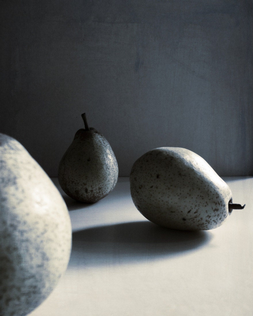 Still Life Photography Fruit Pears Grey Blue Tones Home Decor 10x8 Print Pears