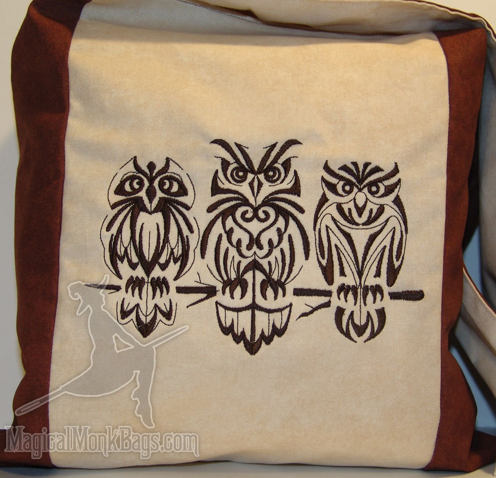 Retro Owls on Cream Magical Monk Bag