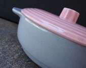 Cutest Pink and Grey Ceramic Casserole Dish - Great 50s Look