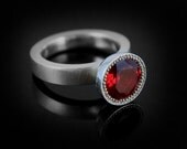 sterling silver solitaire ring with synthetic ruby