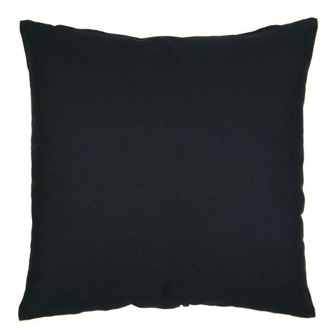 16x16 Solid Black Cotton Pillow Cover - 18 and 20 Inch Also Available
