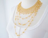 Crochet Lace Jewelry (Byzance) Statement Necklace, Fiber Art Jewelry