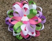 Birthday Cupcake Hair Bow Boutique Hair Bow Hair Clip to match a dress
