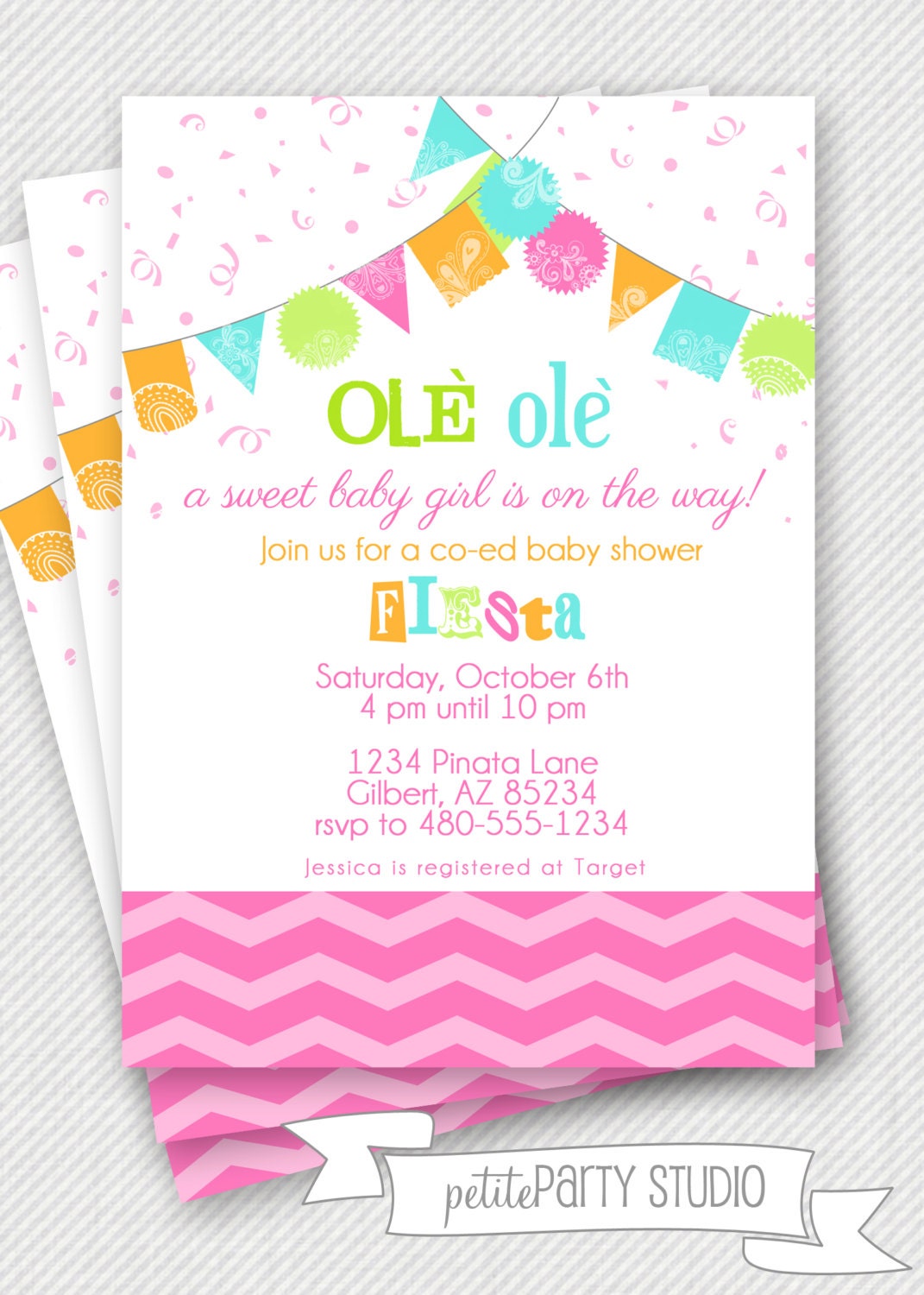 PARTY PRINTABLE - Fiesta Baby Shower or Birthday Invitation - Petite Party Studio Il_170x135