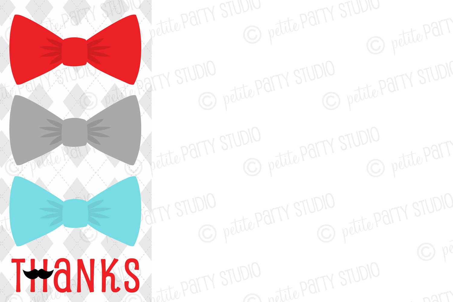 PRINTABLE PARTY Little Man Birthday Party Thank You Card - Petite Party Studio Il_570xn