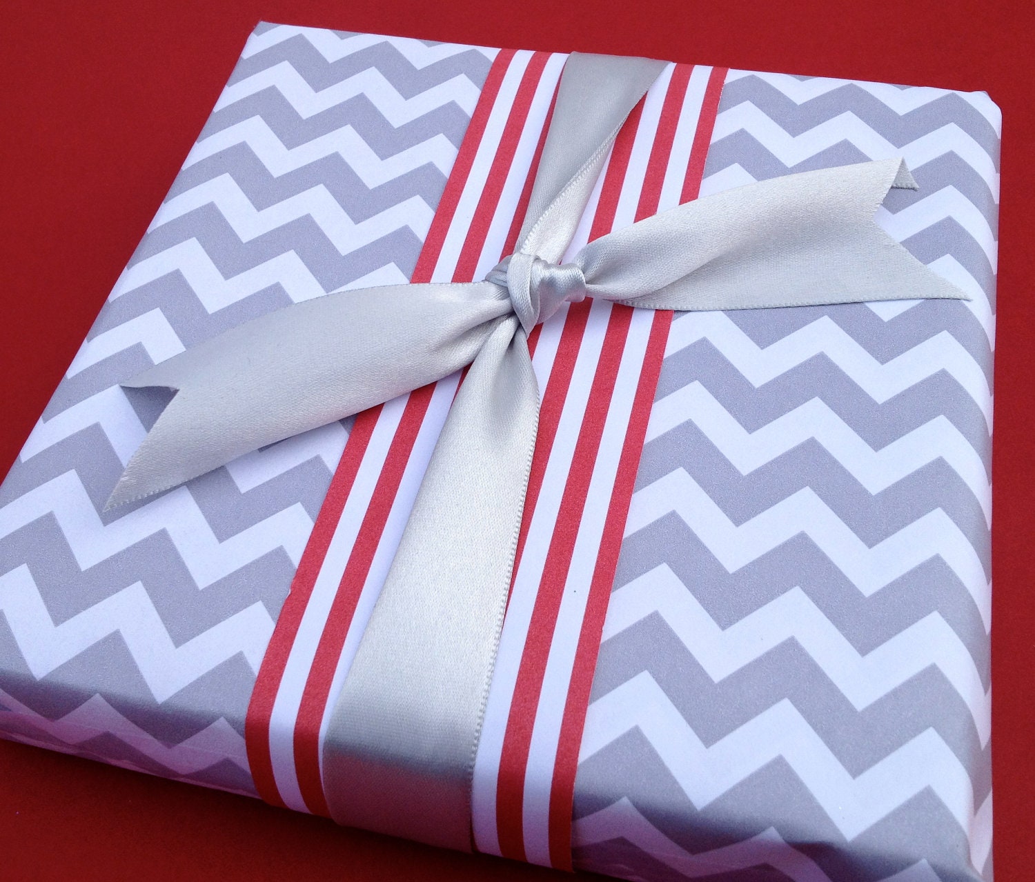 Grey Chevron Premium Wrapping Paper
