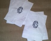 Choose Your Initial Circle Font Monogrammed Linen Guest Towels - Set of 2