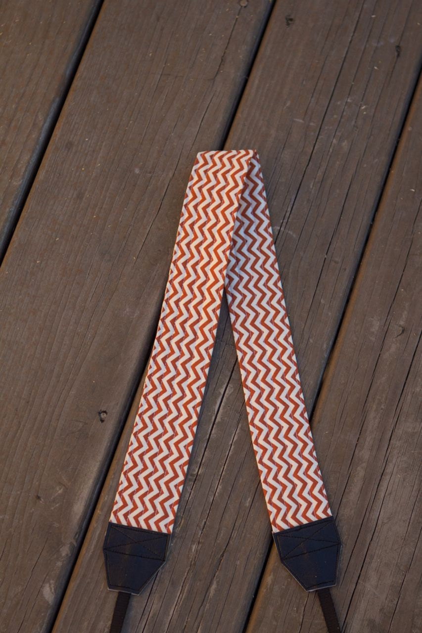 CAMERA STRAP in Burnt Orange Chevron