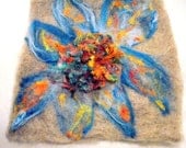 Felted Fiber Art Wall Hanging "Blue Flower"