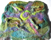 Wet Felted Fiber Art Wall Hanging "Abstract Sunshine"