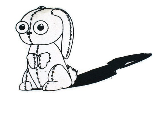 Screenprinted Reusable Halloween ZOMBUNNY Zombie Bunny Rabbit in Black on Eco Cotton Shoulder Bag