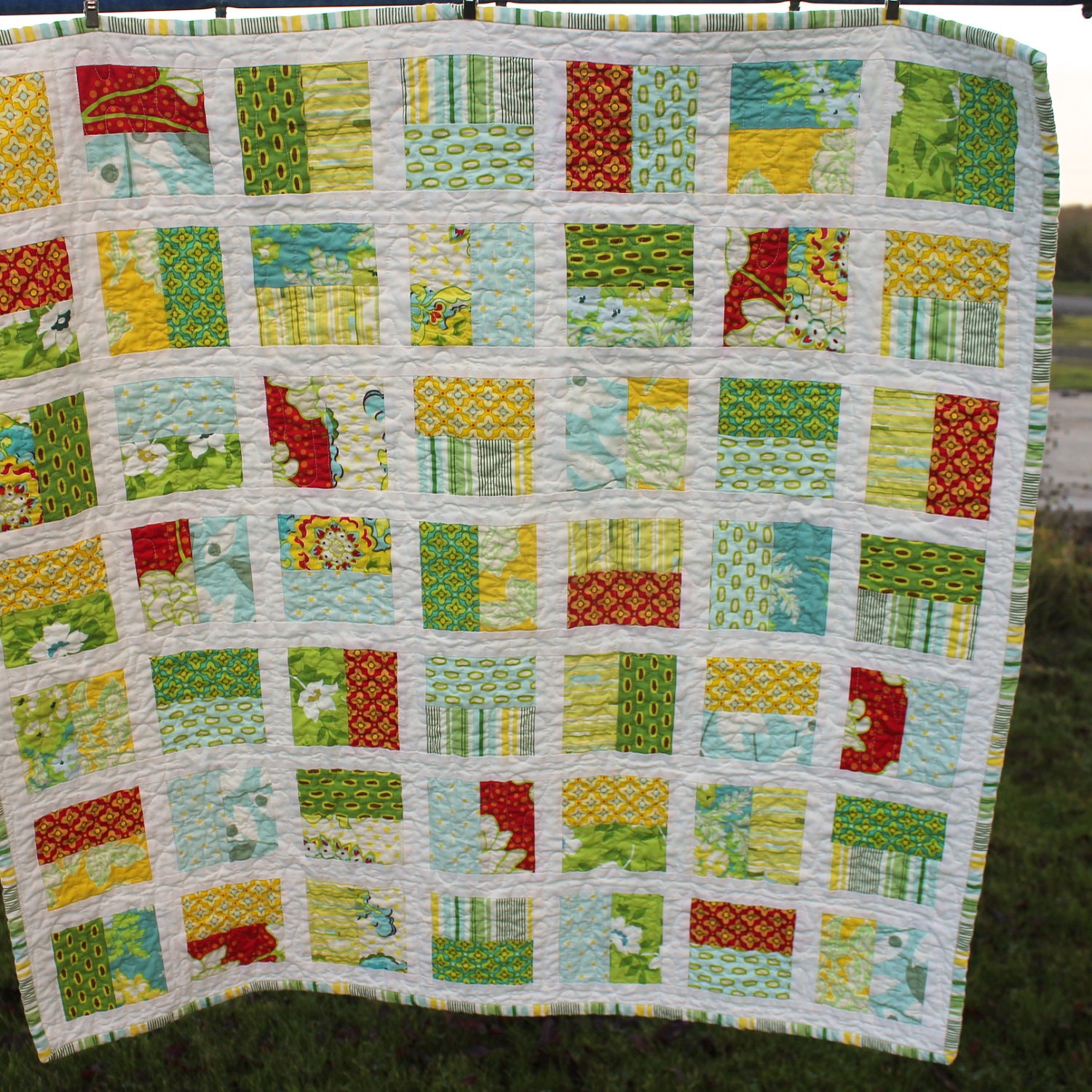 QUILT, Heather Bailey Half Squares Baby Crib Quit