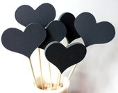 Chalkboard Hearts on a Stick Speech Bubbles wooden Set of 6 - Photo Booth Props on sticks or Table Numbers even Wands