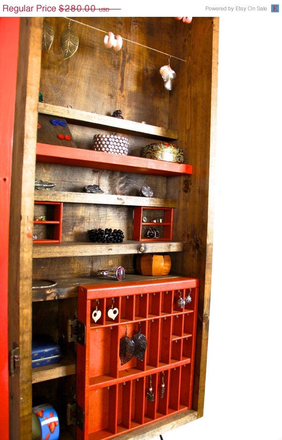 ON SALE Rustic wall hanging jewelry organizer..... Handmade by TangleandFold