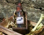 WOOL of BAT Magic Potion In A Wooden Crate, Essential in Miniature Glass Bottle with Dragon Horn Stopper, 1.75 inches