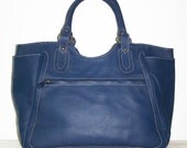 Medium Blue Leather Tote--Bag - Handbag - Julia xl / leather pouch