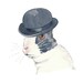 Bunny Rabbit Watercolor Painting, Original Art, Bowler Hat, Rabbit Illustration, 8x10