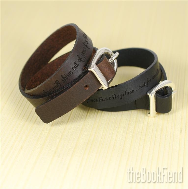 Your favorite quote --- custom engraved leather buckle bracelet THE TWAIN