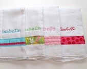 Four Personalized preppy burp cloths for babies