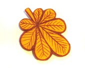 Chestnut Leaf Autumn yellow and red Brooch Pin
