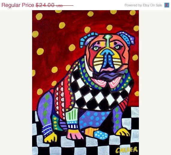 SALE ENDING - 11x14 English Bulldog Art Print Poster Dog Painting