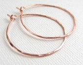 Hammered Copper Hoop Earrings, 1 Inch, Textured, Shiny Wire Hoops,  Pure Copper - SilverShamrockStudio