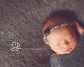Newborn Photography Prop Halo: Gorgeous Tiny Black Rosette Halo Headband. Adjustable to fit Newborn - Toddler.