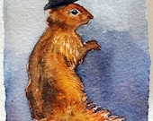Squirrel Art - "Top of the Evening" - ACEO Original