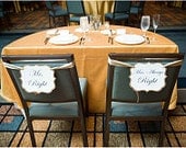 Mr. Right and Mrs. Always Right Wedding Chair Signs for the Bride and Groom Chairs with Beautiful Satin Ribbon