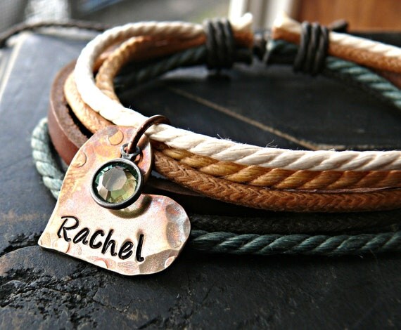Hand-stamped heart on bracelet by Your Charmed Life