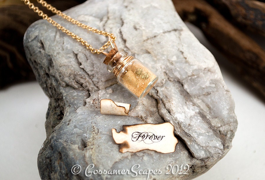 Personalized Message bottle necklace with crystal custom quote