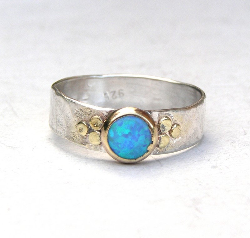 Blue opal Gemestone Engagement Ring - 14k gold ring silver ring Opal  ring, Graduation ring MADE TO ORDER