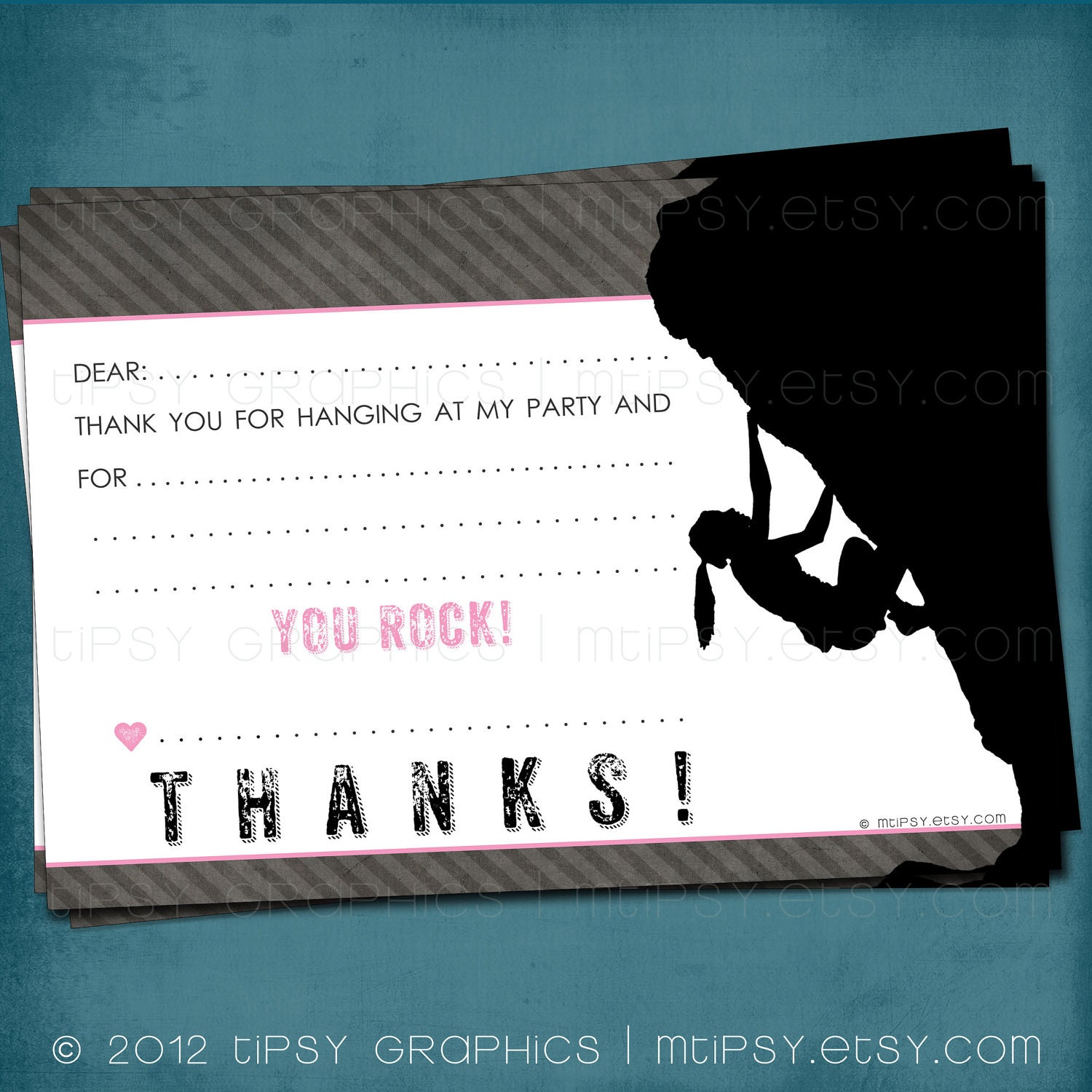 You Rock. Rock Climbing Party Thank You Note for Big Kids by Tipsy Graphics Il_170x135