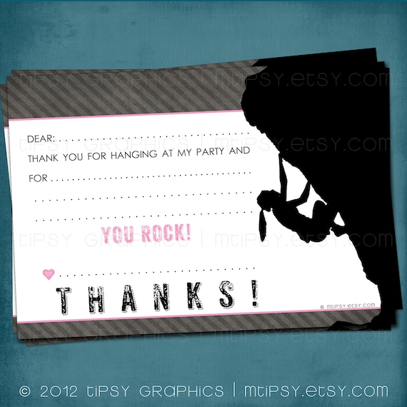 You Rock. Rock Climbing Party Thank You Note for Big Kids by Tipsy Graphics Il_570xn